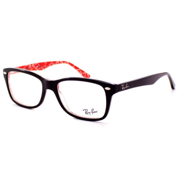 Oculos De Grau Ray Ban Rb5228 Preto Vermelho 2479 Acetato Retangular 53