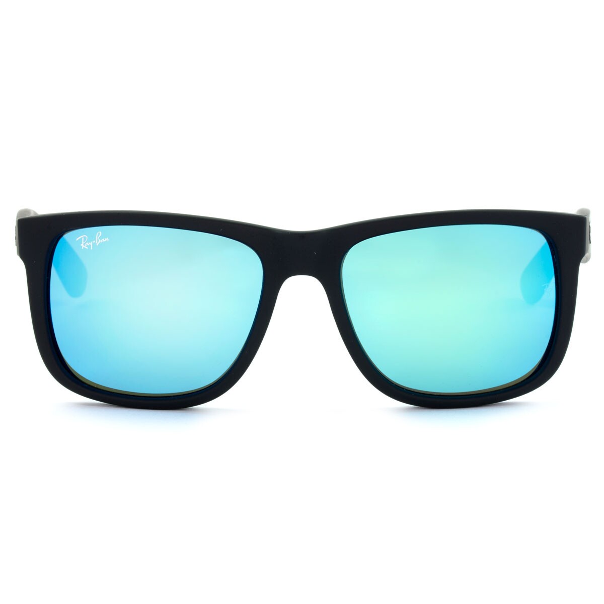 Óculos de Sol Ray Ban Justin RB4165 Preto Fosco/Azul Espelhado 622/55  Acetato Quadrado 51
