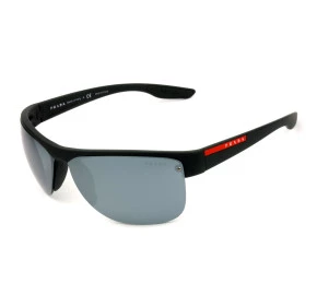 Prada Linea Rossa SPS17U - Preto Fosco/Cinza Espelhado DG0-5L0 68mm - Óculos de Sol