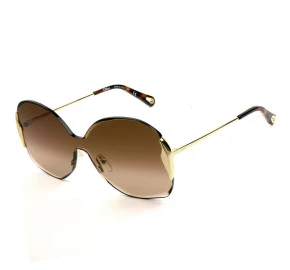 Chloé CE162S - Dourado/Marrom Degradê 742 59mm - Óculos de Sol