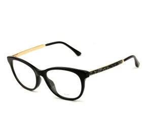 Jimmy Choo JC202 - Preto/Dourado 807 52mm - Óculos de Grau