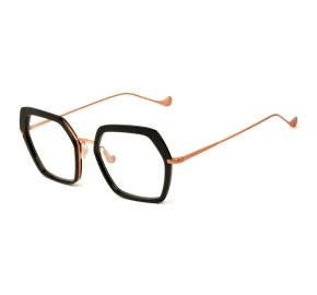 Óculos Caroline Abram Wafia Preto e Rose 615 53mm