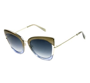 Emilio Pucci EP 74 Dourado/Azul/Cinza Degradê 33W 55mm - Óculos de Sol