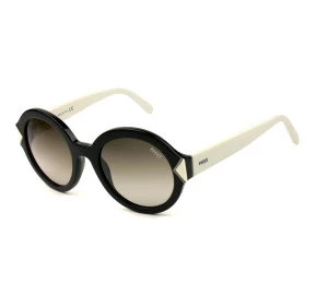 Emilio Pucci EP 69 - Preto Brilho/Branco/Marrom Degradê 01K 53mm - Óculos de Sol