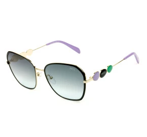 Emilio Pucci EP 128 - Preto Brilho/Verde Degradê 32B 58mm - Óculos de Sol