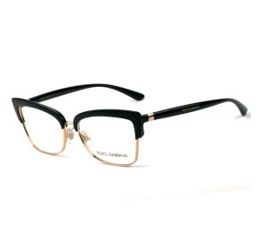 Dolce & Gabbana DG5045 - Preto/Dourado 501 55mm - Óculos de Grau