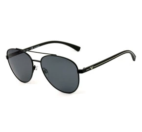 Emporio Armani EA 2079 Aviador Preto Fosco/Cinza Polarizado 3001/81 58mm - Óculos de Sol 