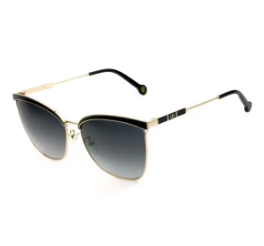 Carolina Herrera SHE151 - Preto Dourado/Cinza Degradê 0301 59mm - Óculos de Sol