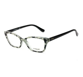 Vogue VO5289 Preto/Branco Floral 2768 53mm - Óculos de Grau 