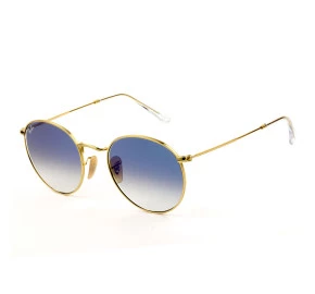 Ray Ban Round Metal RB3447-NL Dourado/Azul Degrade 001/3F 53mm - Óculos de Sol