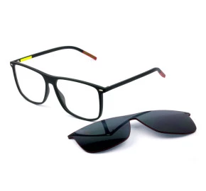 Tommy Hilfiger TJ0017/CS Preto Fosco Grau/Clip-On Cinza 00399 58mm - Óculos de Sol