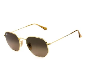 Ray Ban Hexagonal RB3548NL Dourado/Marrom Degradê 912443/54mm - Óculos de Sol