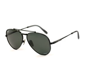 Ray Ban Aviator Titanium RB8225 Preto/Cinza Polarizado 3141K8 62mm - Óculos de Sol