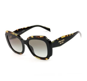 Prada SPR16Y Preto Brilho/Turtle /Cinza Degradê 01M-0A71 52mm - Óculos de Sol