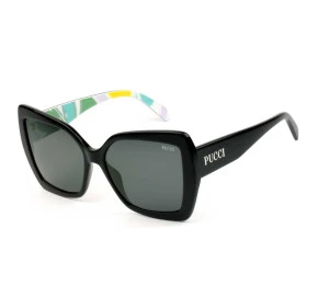Emilio Pucci EP 176 Preto Brilho/Cinza 01B 58mm - Óculos de Sol