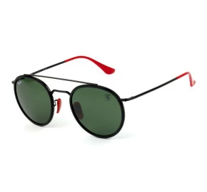 Ray Ban Round Ponte Dupla Ferrari RB3647-M - Preto/Vermelho/G-15 F028/31 51mm - Óculos de Sol