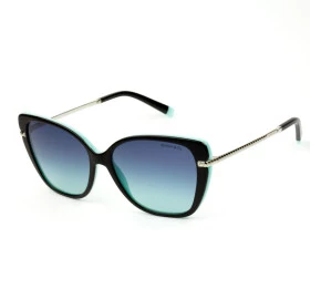 Tiffany & Co. TF4190 Preto Brilho/Azul Degradê 8055/9S 57mm - Óculos de Sol