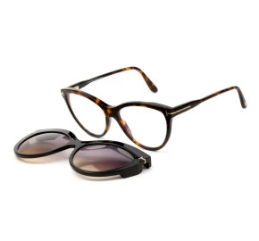 Óculos Tom Ford Clip-On TF5772-B Turtle Brilho/Marrom Degradê 052 65mm 