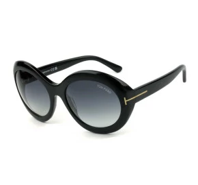 Tom Ford Liya-02 TF918 Preto Brilho/Cinza Degradê 01B 60mm - Óculos de Sol