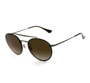 Ray Ban Blaze Round Ponte Dupla RB3614-N - Chumbo/Marrom Degradê 9144/13 54mm - Óculos de Sol