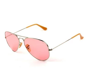 Ray Ban Aviador Evolve RB3025 - Óculos de Sol 9065/V7 Prata/Rosa Lentes 58mm 