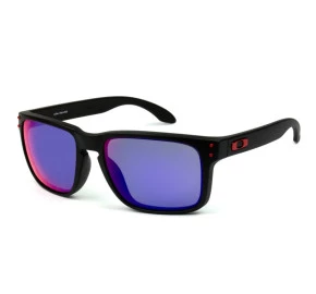 Oakley Holbrook 9102L - Preto Fosco/Vermelho Espelhado 36 55mm - Óculos de Sol