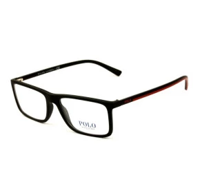 Polo Ralph Lauren PH2178 - Preto Fosco/Vermelho 5284 55mm - Óculos de Grau