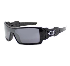 Oakley Oil Rig Polished Black/Silver Ghost Text Black Iridium 24 058