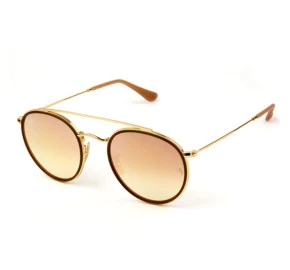 Ray Ban Round Ponte Dupla Dourado Marrom Espelhado Rosa RB3647-N 001/7O 51 mm 