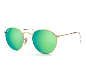 Ray Ban Round Metal RB3447 - Dourado/Verde Espelhado 112/P9 50mm - Óculos de Sol