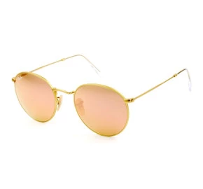 Ray Ban Round RB3447 - Dourado/Rose Espelhado 112/Z2 53mm - Óculos de Sol