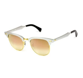 Ray Ban Clubmaster Aluminium RB3507 - Prata/Rose Espelhado 137/70 51mm - Óculos de Sol