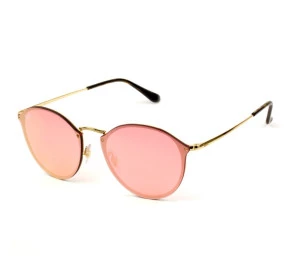 Ray Ban Blaze Round RB3574N - Dourado/Rose Semi-Espelhado 001/E4 59mm - Óculos de Sol