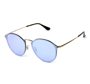 Ray Ban Blaze Round RB3574N Dourado/Azul Semi-Espelhado 9035/1U 59mm - Óculos de Sol