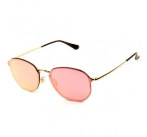 Ray Ban Blaze Hexagonal RB3579-N - Dourado/Rose Semi-Espelhado 001/E4 58mm - Óculos de  Sol