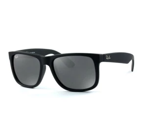 Ray Ban Justin RB4165L - Preto Fosco/Cinza Espelhado 622/6G 55mm - Óculos de Sol