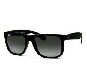 Ray Ban Justin RB4165L - Preto Fosco/Cinza Degradê Polarizado 622/T3 55mm - Óculos de Sol