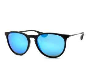 Ray Ban Erika RB4171 - Preto/Azul Espelhado 622/55 54mm - Óculos de Sol