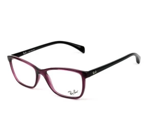 Ray Ban Gatinho RB7108L -  Roxo Translúcido/Preto 5445 55mm - Óculos de Grau