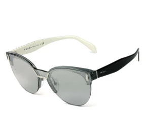 Prada SPR 04U - Óculos de Sol 283-1A0 Preto e Braco/Cinza Espelhado Lentes 43mm