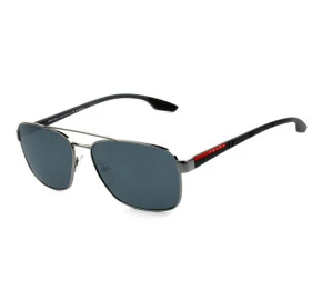 Óculos Prada SPS 51U - Prata/Cinza Polarizado 5AV-5Z1 62mm - Óculos de Sol