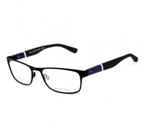 Tommy Hilfiger TH1284 - Preto Fosco/Azul  FO3 56mm - Óculos de Grau
