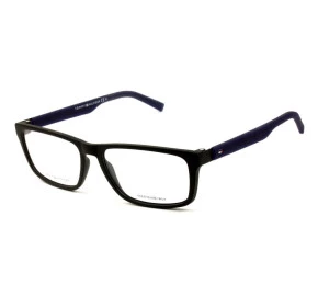 Tommy Hilfiger TH1404 - Preto Fosco/Azul R5Y 55mm - Óculos de Grau