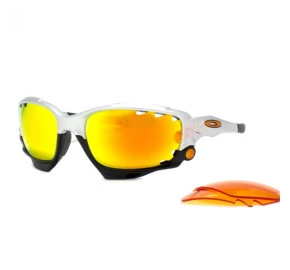 Oakley Racing Jacket Vented Silver Fire Iridium Polarized 9171 11