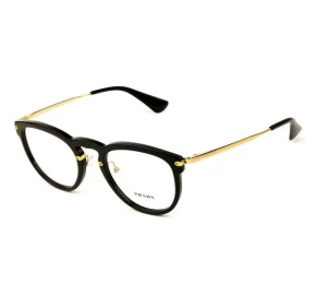 Prada VPR 02V - Preto/Dourado 1AB-1O1 51mm - Óculos de Grau