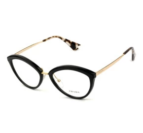 Prada VPR 14U - Preto/Dourado KUI-1O1 52mm - Óculos de Grau
