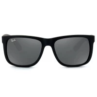 Ray Ban Justin RB4165L - Preto Fosco/Cinza Espelhado 622/6G 57mm - Óculos de Sol
