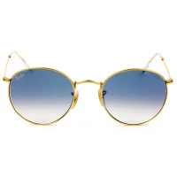 Ray Ban Round Metal RB3447-NL Dourado/Azul Degrade 001/3F 53mm - Óculos de Sol