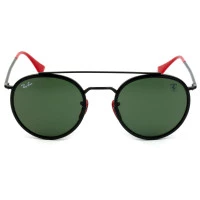 Ray Ban Round Ponte Dupla Ferrari RB3647-M - Preto/Vermelho/G-15 F028/31 51mm - Óculos de Sol