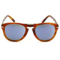 Óculos Persol Steve McQueen 714-S-M Terra Di Siena Azul Semi Espelhado 096/56  54mm
